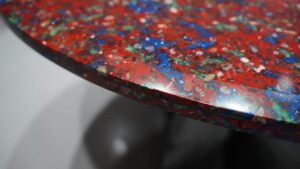 Red Quartz Stone Table Effect Feature