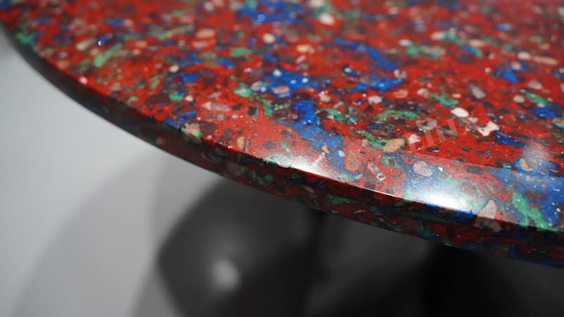 Red Quartz Stone Table Effect Feature