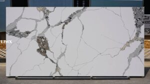 LXM9076 CALACATTA WHITE QUARTZ STONE LINX SURFACES FEATURE