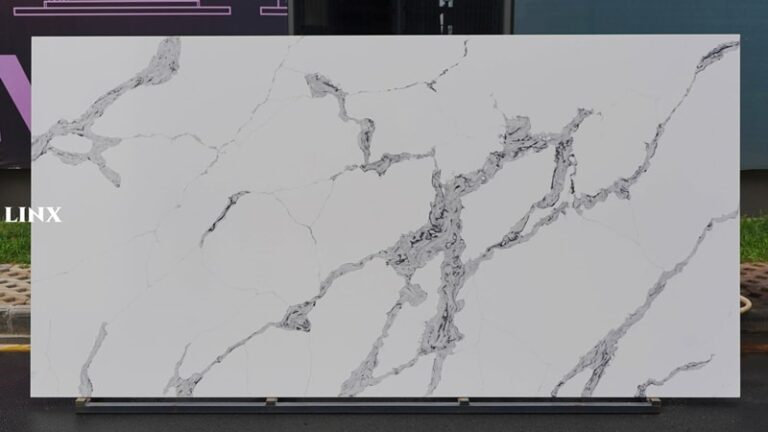 LXM9083 CALACATTA WHITE JADE STONE LINX SURFACES FEATURE